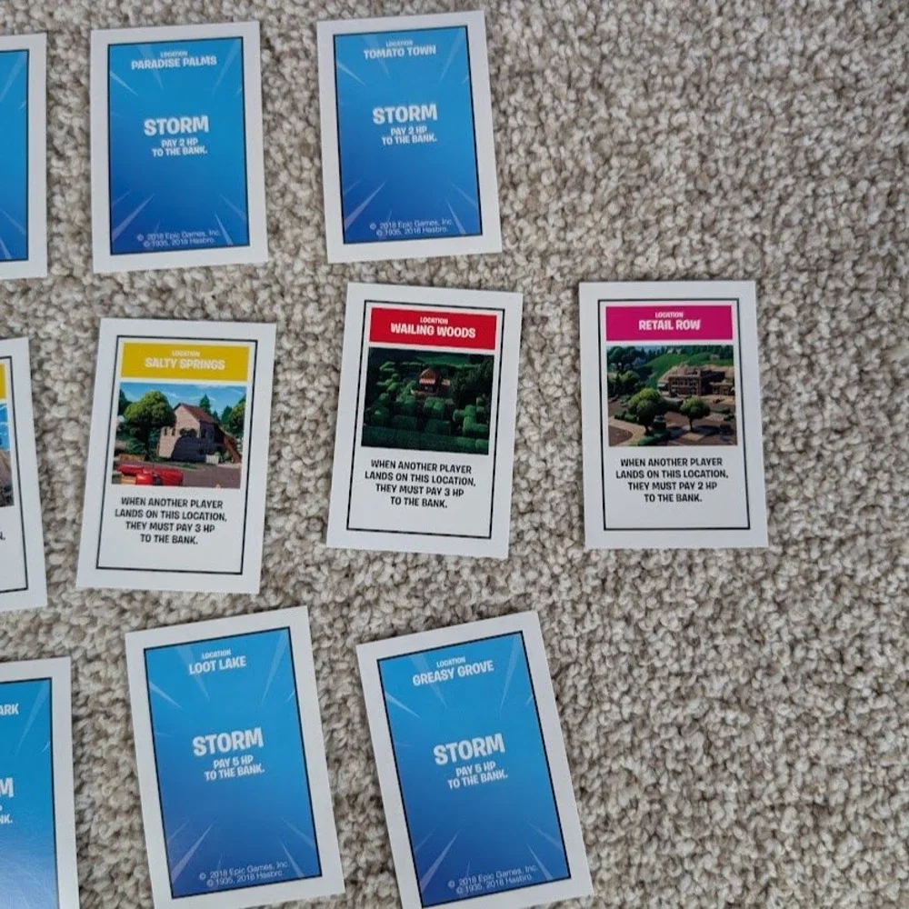 Hasbro Fortnite Monopoly Replacement Property Cards 2018 Edition Lot of 16
